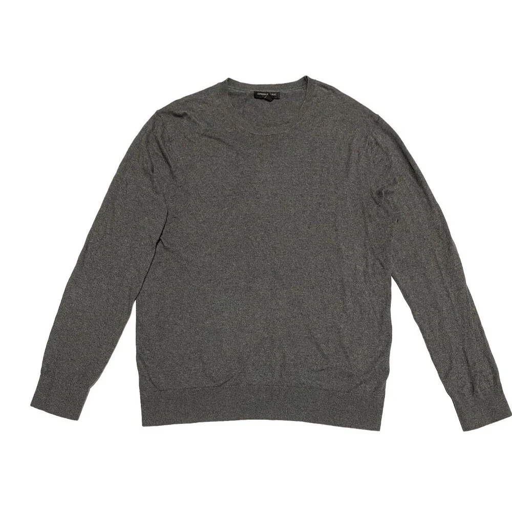 Banana Republic Cotton Sweater Gray Crewneck M Knit Pullover Mens Long Sleeve